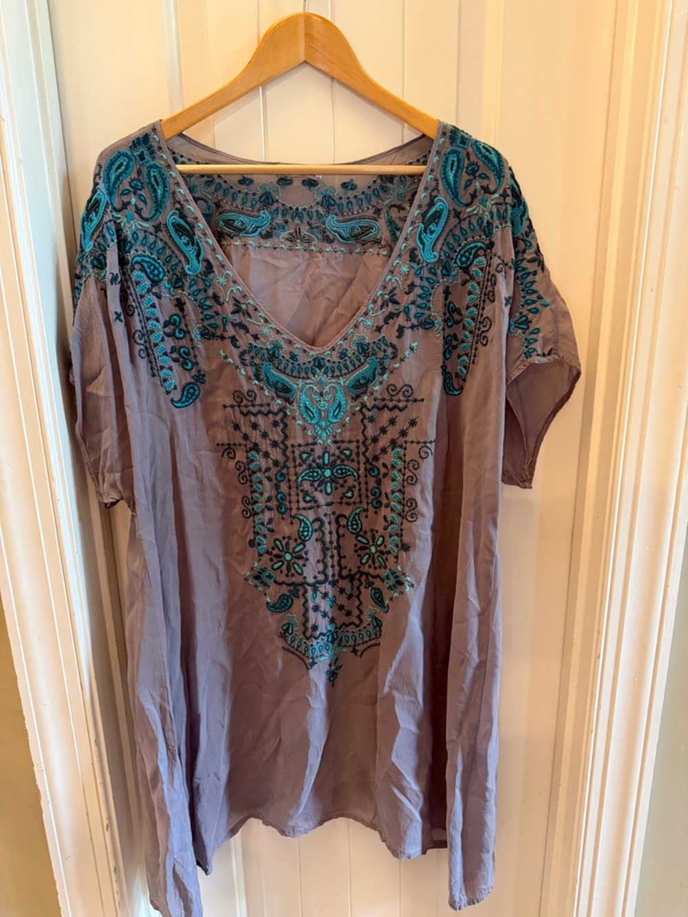 Johnny Was embroidered tunic swim cover